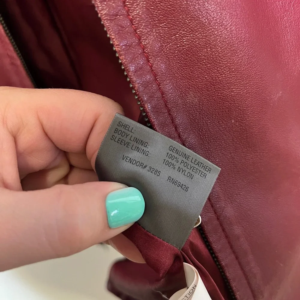 Wilsons Leather Pelle Studio Red Genuine Leather Zip Up Jacket‎ Womens Medium - Picture 9 of 9